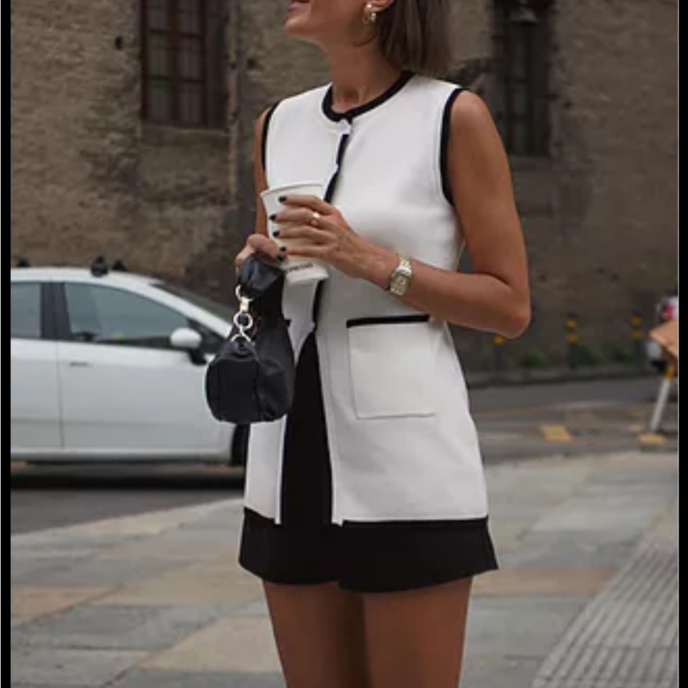 Showpo Cream Knit Top with Black Trim - Picture 2 of 6